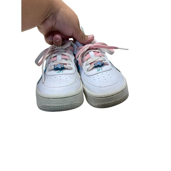 NIKE AIR FORCE AF1 PLATFORM WHITE / BLUE / PINK SNEAKERS DZ5197-100 Women’s 6.5 - Picture 7 of 12